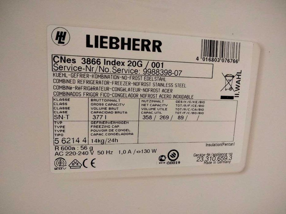 холодильник Німеччина оригінал двокамерний  Liebherr CN 3866