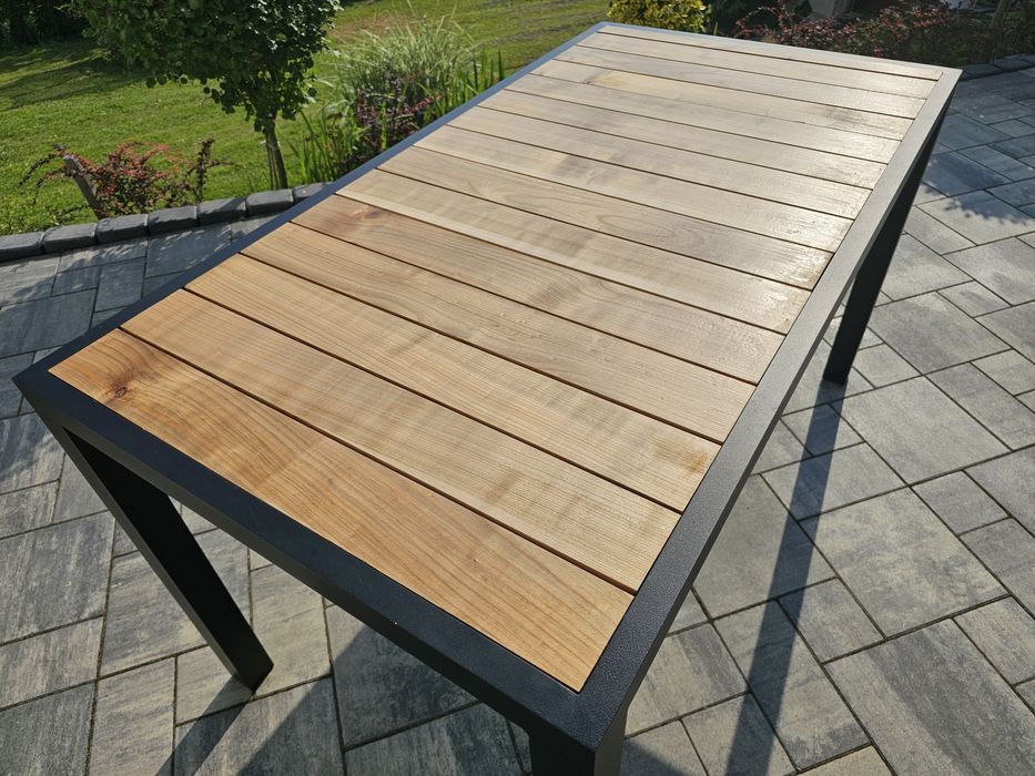 Nowoczesny stół ogrodowy/tarasowy-aluminium+drewno