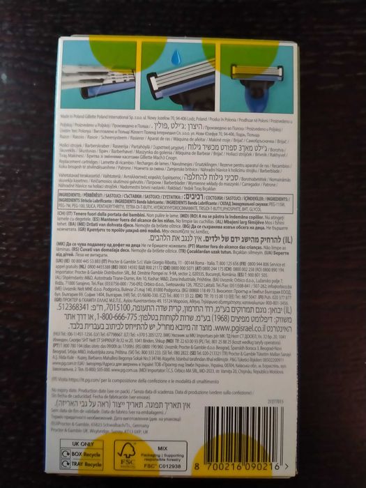 Gillette Mach 3 Zestaw do golenia, rączka + 6 nożyków Super prezent