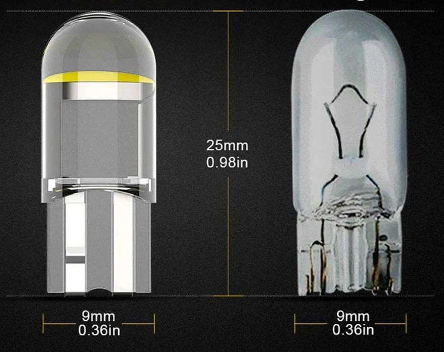 Krystaliczna ŻARÓWKA LED W5W 2 sztuki COB 360 T10 postojowa kierunkows