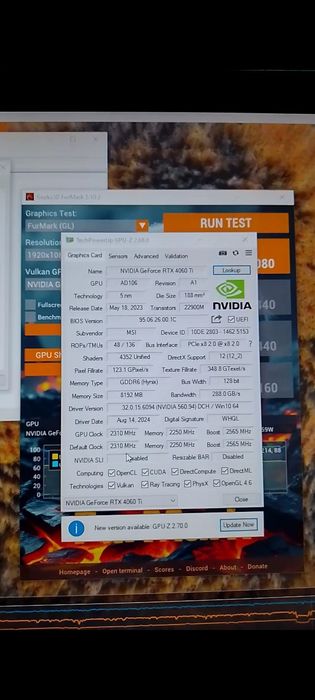 MSI GeForce RTX 4060 ti VENTUS 3X 8GB GDDR6