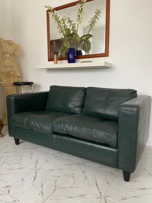 Conjunto de Sofás em Pele verde escuro