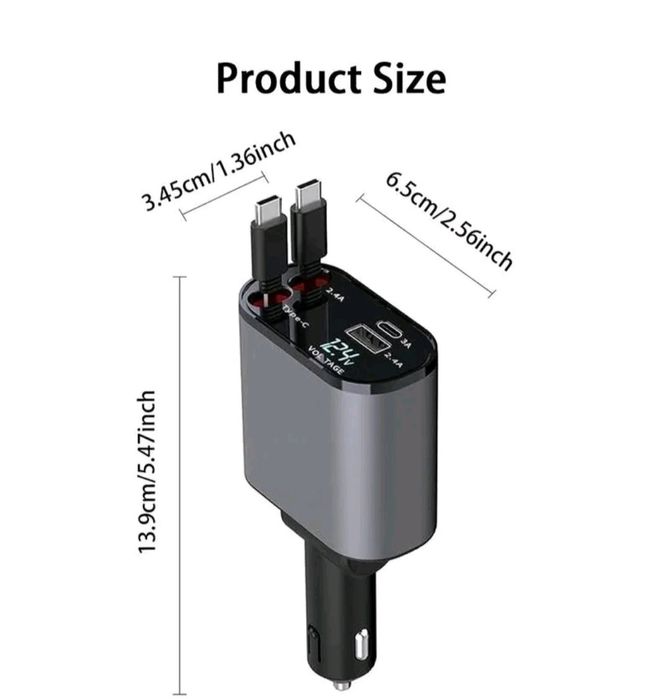 Carregador Auto USB-C 120W Fast Charge