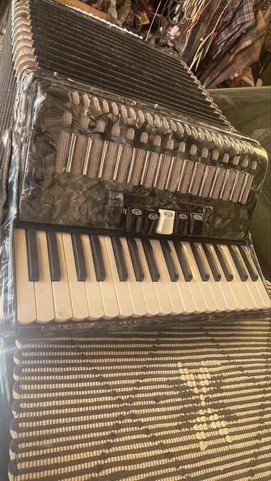 Acordeon preto e cinza