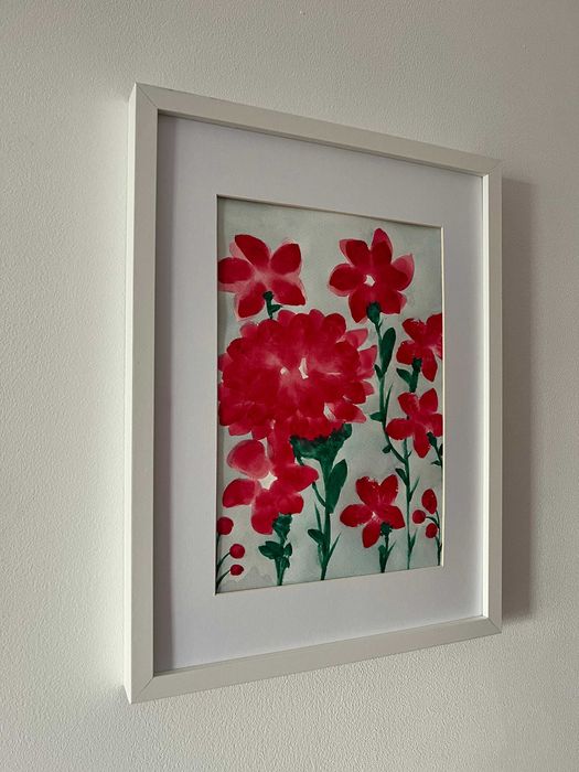 Pintura abstrata floral em aguarela