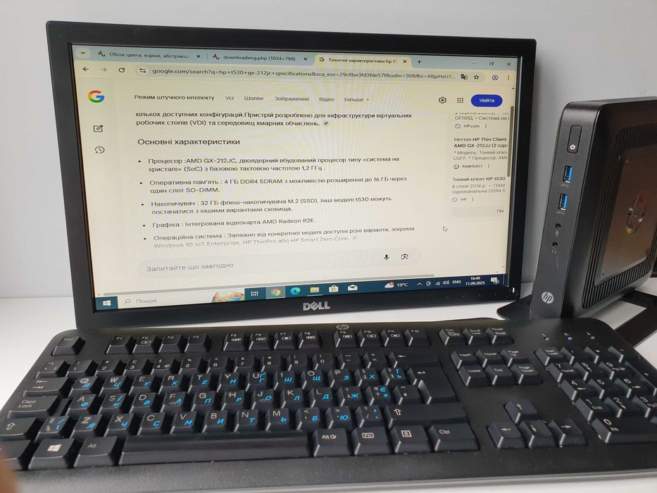 неттоп HP T520  4GB  SSD 16 Gb + комплект монітор DELL 19"