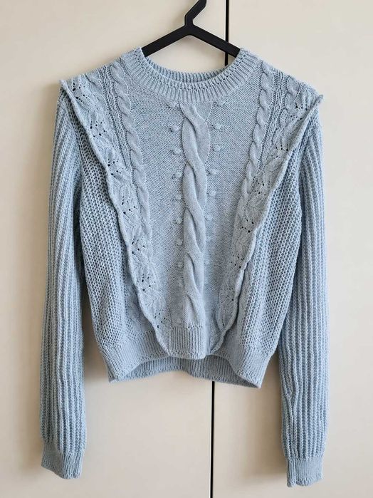 Camisola de Malha Azul Bebé com Entrançados e Folhos - ZARA
