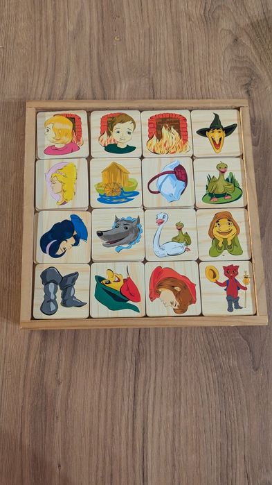 Memory drewniane oldschool Montessori postacie z bajek