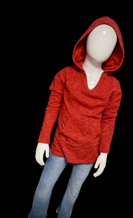 Tommy Hilfiger bluza czerwona z kapturem kangurka 116/122
