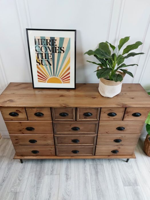 Duża drewniana komoda biblioteczna apteczna