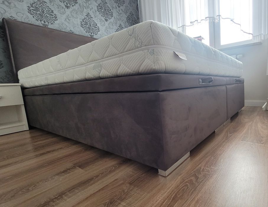 Solidne łóżko tapicerowane 160x200 | 2x Duży Pojemnik | Wysoki Zagłówek