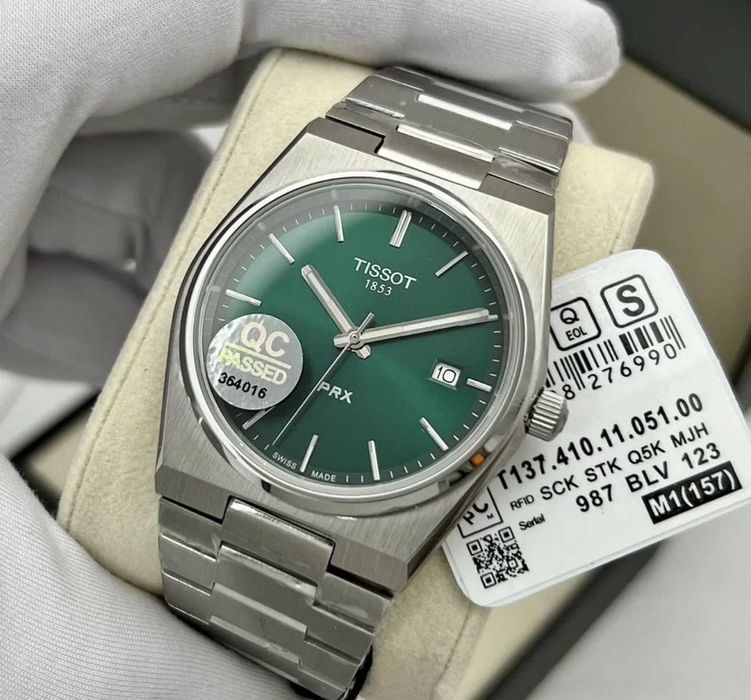 Мужские часы Tissot Prx Green 40 мм зеленые