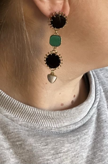 Сережки gunia project (срібло, позолота, онікси)