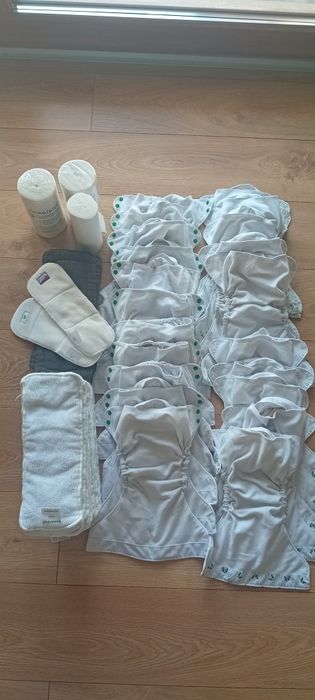 Zestaw 21 pieluch wielorazowych + 35 wkładów, bibułki - Bambiboo