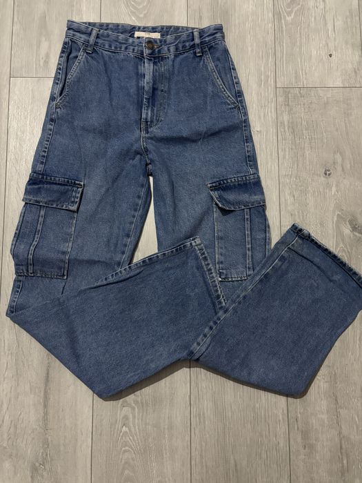 Джинси штани карго сині Stradivarius