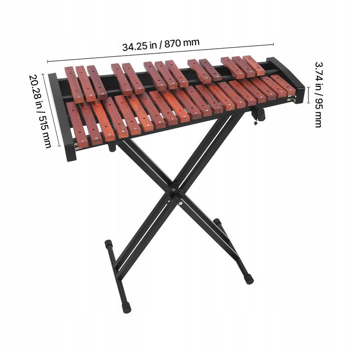 Drewniany VEVOR glockenspiel 32 nuty Z regulowanym