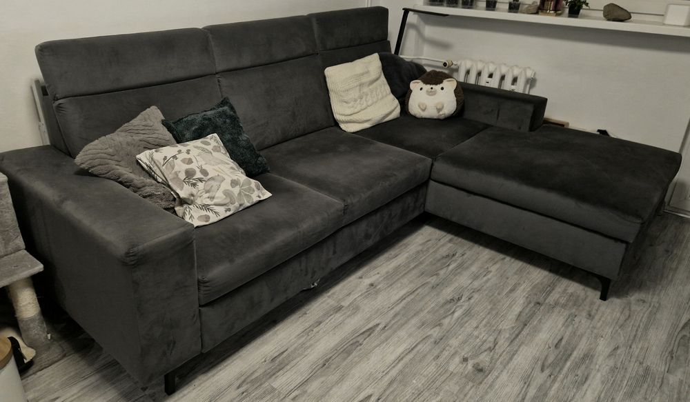 Duża kanapa 257 cm narożnik Bodzio Sydney szara