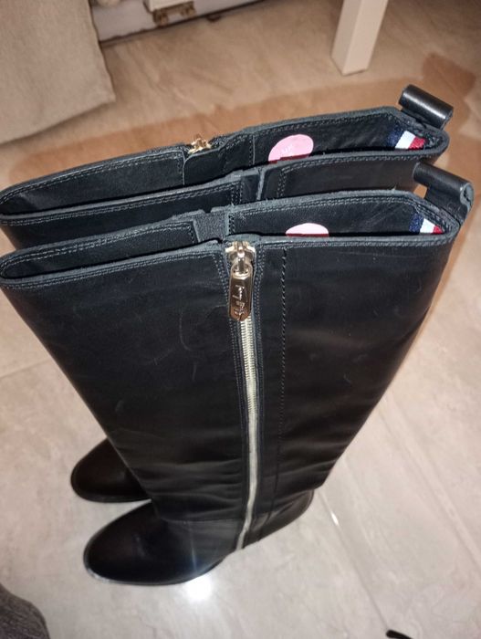 R. 38 Tommy Hilfiger Kozaki na słupku Zip High Heels Langboot