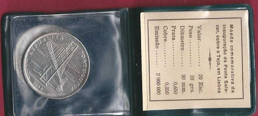REPUBLICA  20$ ESCUDOS  Ponte Salazar 1966   Carteira INCM Nova Prata