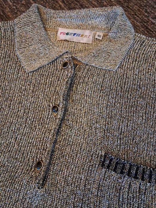 Damski sweter polo, złoto-czarny rozm. 42- 44 + gratis