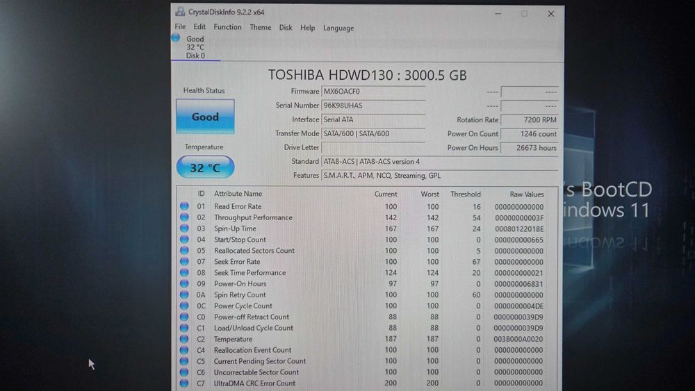 Dysk twardy HDD Toshiba 3TB HDWD130 SATA 7200