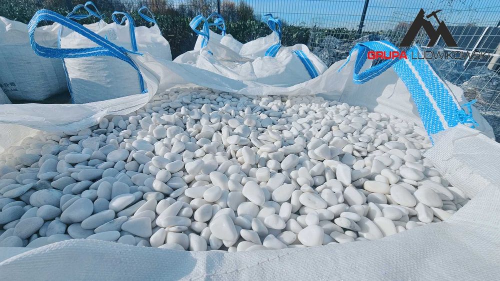 Otoczak Thassos biały marmur White Carrara śnieżnobiały ogrodowy
