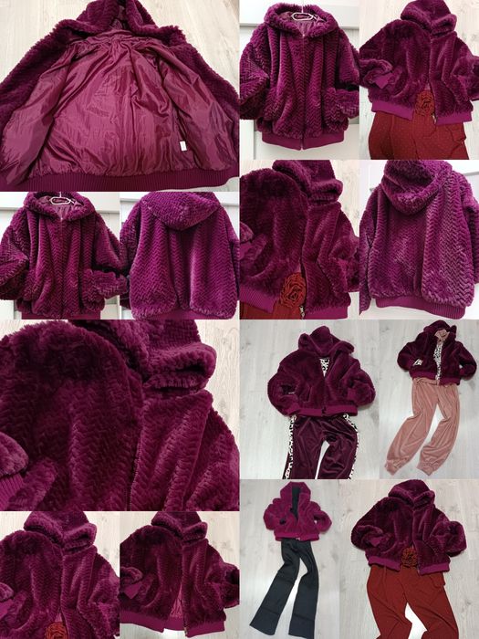 Futerko kurtka futerkowe miś Teddy przejściowa wiosna jesień zima śliw