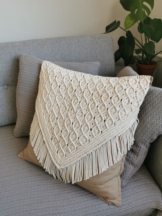 Poszewka na poduszkę makrama, styl boho, rękodzieło, Ikea gurli