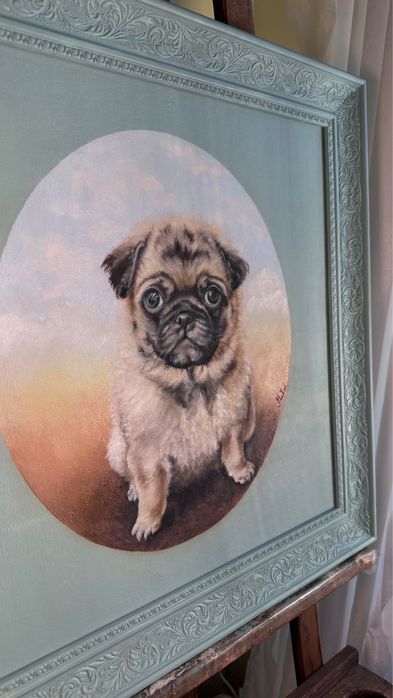 Картина олійними фарбами. Мопс