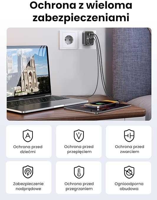 Gniazdo  rozgałęziacz Adapter szybkiego ładowania 30W USB C