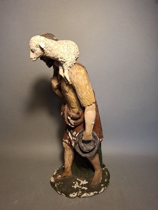 Figura gipsowa pasterz stajenka 1908r 39cm