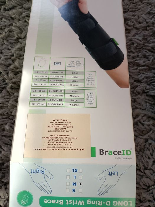 Orteza nadgarstka dłoni rozmiar M ręką lewa