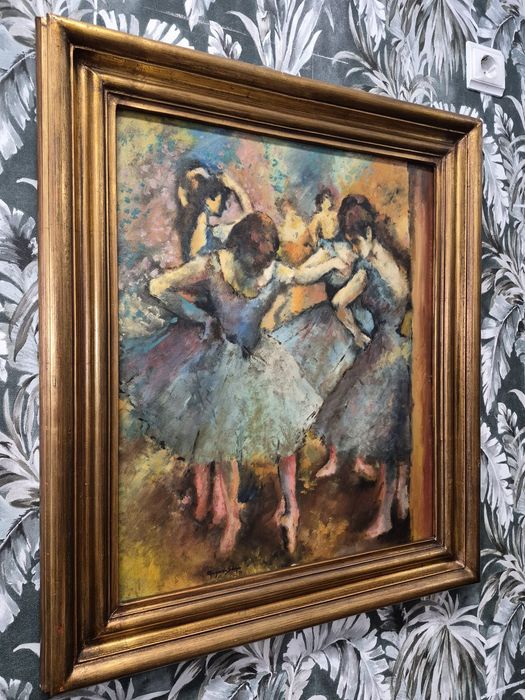 Quadro a Óleo "Bailarinas em Azul" - Cópia de Edgar Degas (Margarida S. Duque, 1971)