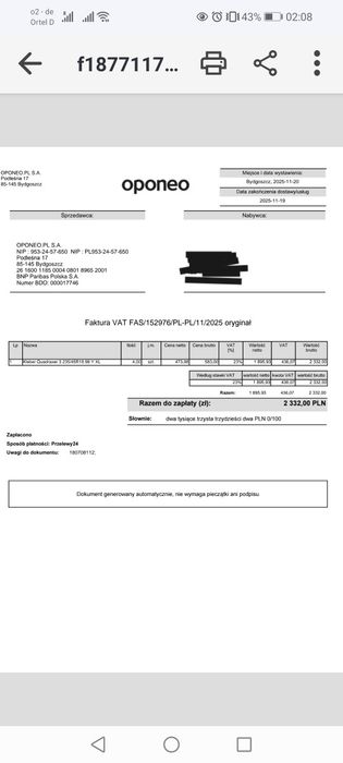 Komplet opony Kleber 18 z felgami