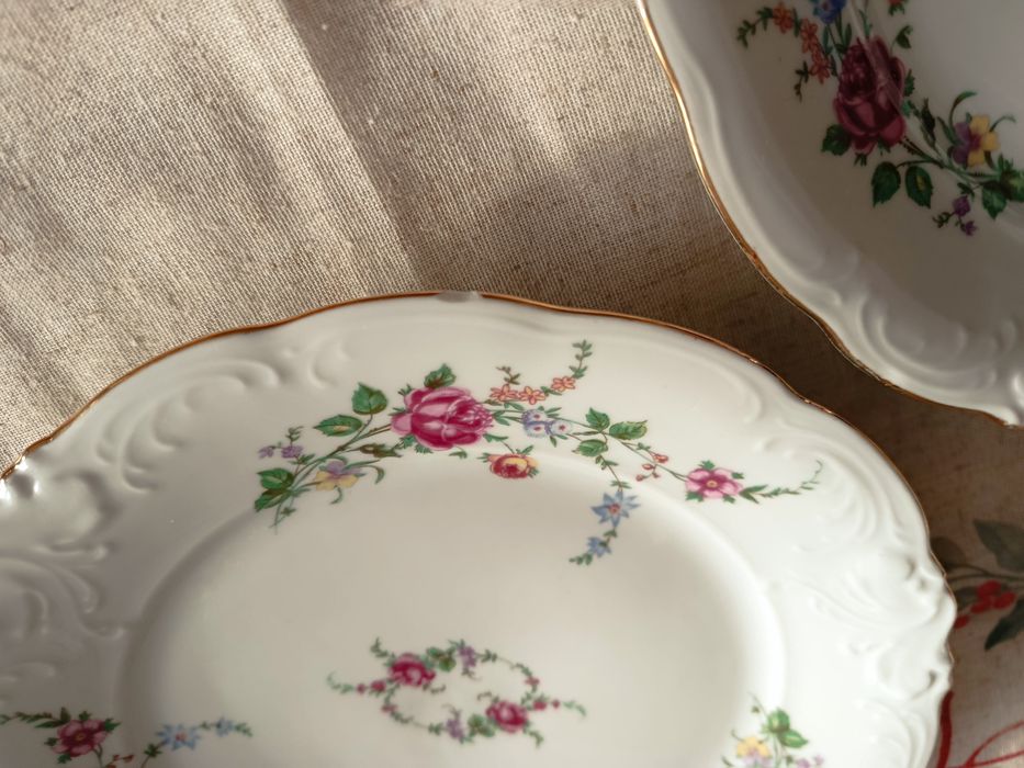 Talerze Wawel prl porcelanowe kwiaty