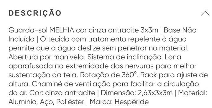 Guarda Sol Quadrado 3x3