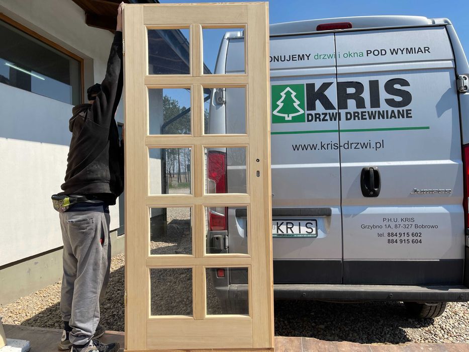 Drzwi zewnętrzne OD RĘKI sosnowe drewniane oscieżnicą CAŁA POLSKA