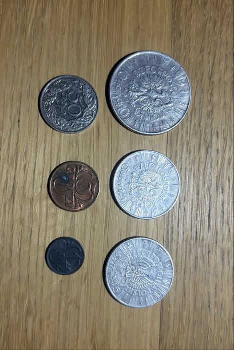 Zestaw monet 2RP Polska 1923-39 SREBRO, 5 zl orzel strzelecki