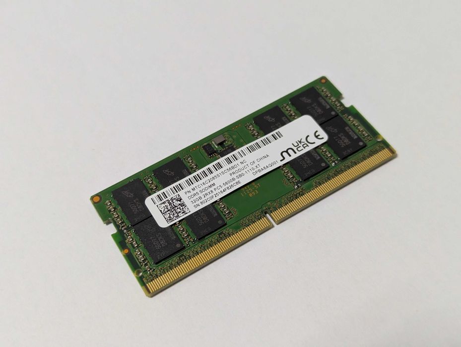 Нова оперативна пам'ять Micron 32GB SO-DIMM DDR5 5600MHz/NEW, гарантія