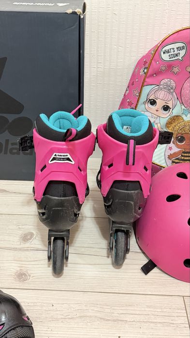 Дитячі ролики Rollerblade Pink Emerald Green ( 33–36)+захист+рюкзак