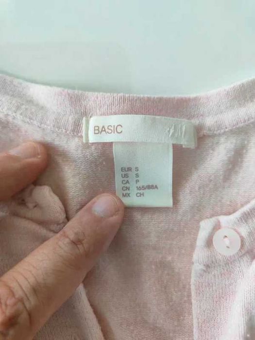 Cardigã de Malha Fina H&M Rosa Pastel – Tam. S