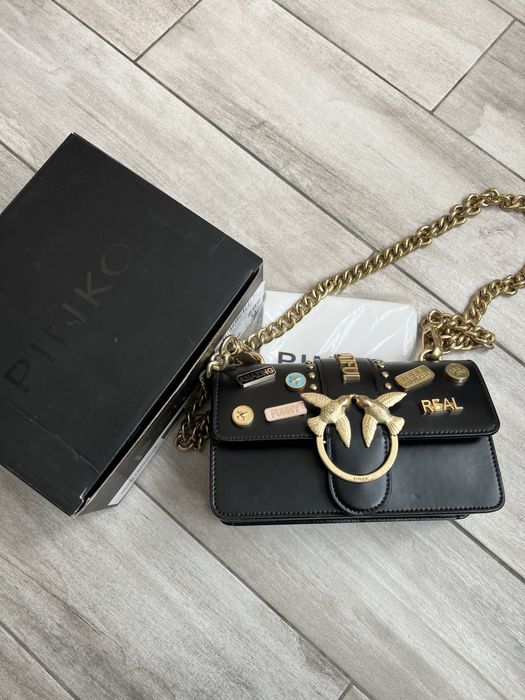 Сумка pinko чорна шкіряна mini оригінал
