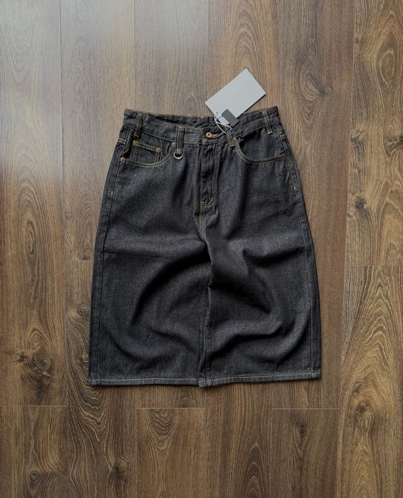 Широкі Шорти Джинсові Washed Old Raw Denim Baggy Темні Jaded London Чорні Skater Y2K SK8 Wide ERD Type Flared Фларед Довгі Модні Молодіжні Racer