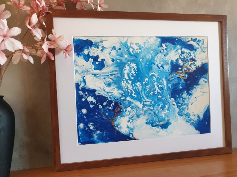 Quadro abstrato pintado a mão