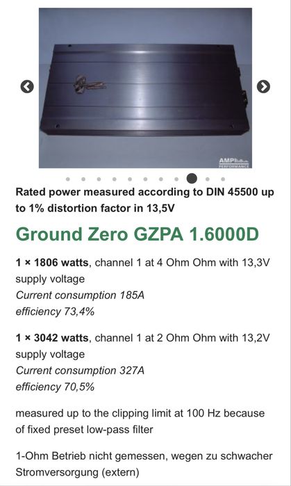 Wzmacniacz samochodowy mono Ground Zero Plutonium GZPA 1.6000D 5kW RMS