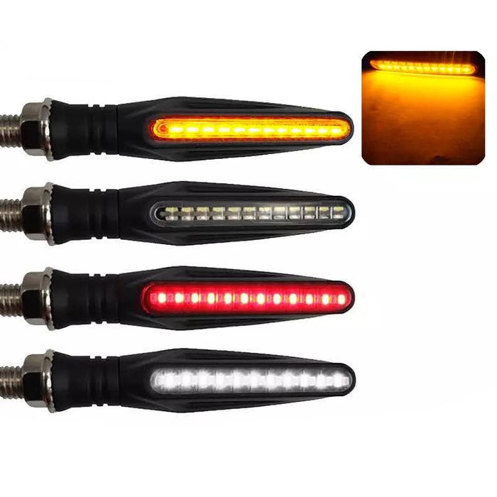 Conjunto de 4 piscas dinâmicos com luz de presença frontal e traseira