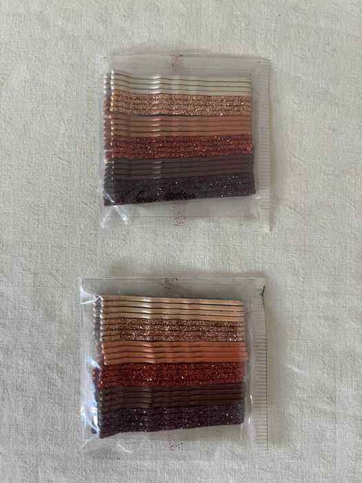 Ganchos de cabelo rosa-dourado e castanho – 2 pacotes