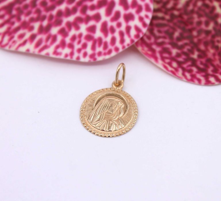 Złota zawieszka p.585/1,47g z wizerunkiem Matki Boskiej