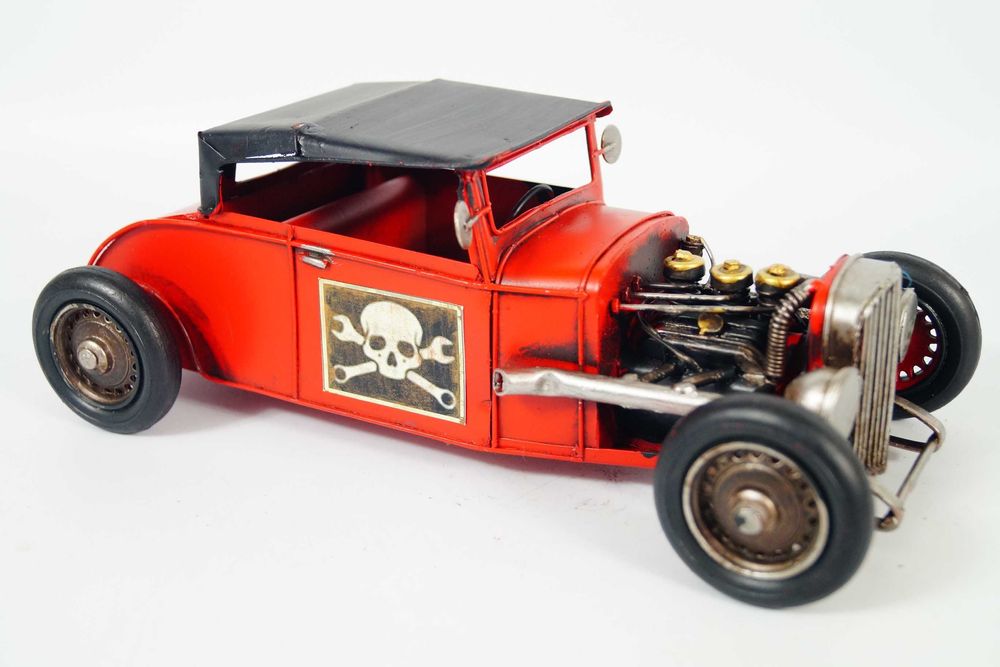 Metalowy pojazd - samochód retro -wyścigowy model rekwizyt