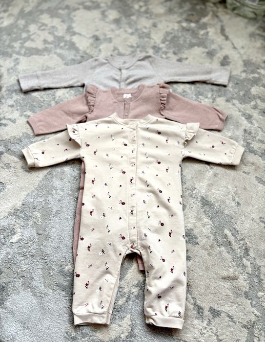 Теплі чоловічки ромпери H&M 74 розміру 6-9 місяців для дівчинки